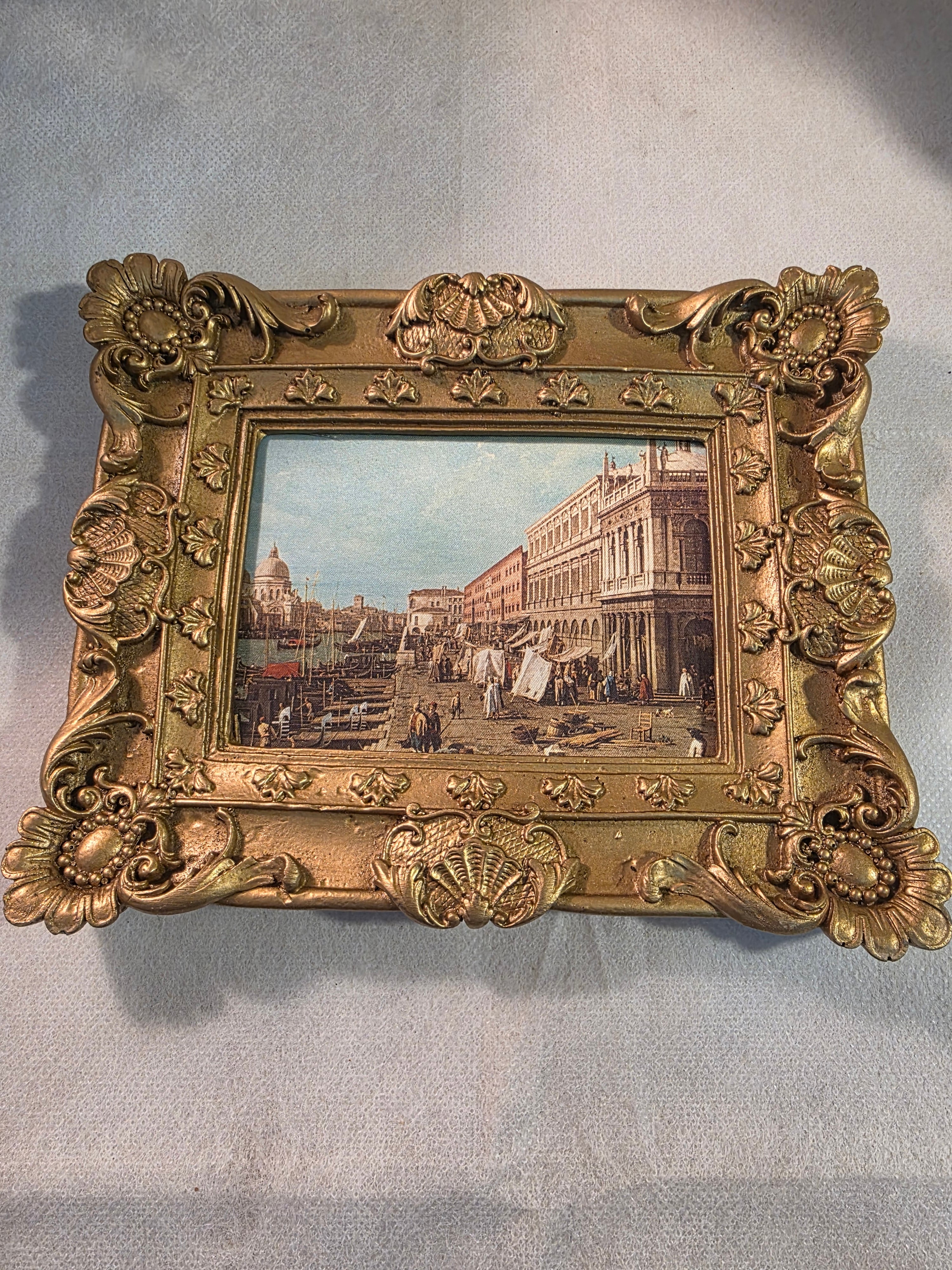 Golden Venetian Frame – Timeless Canal Scene
