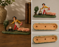 Vintage Made in Italy 7500 Unbreakable Plastic Swineherd with Pigs Sculpture