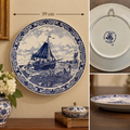 Large Vintage Delft Blue Dutch Sailing Ship Wall Charger