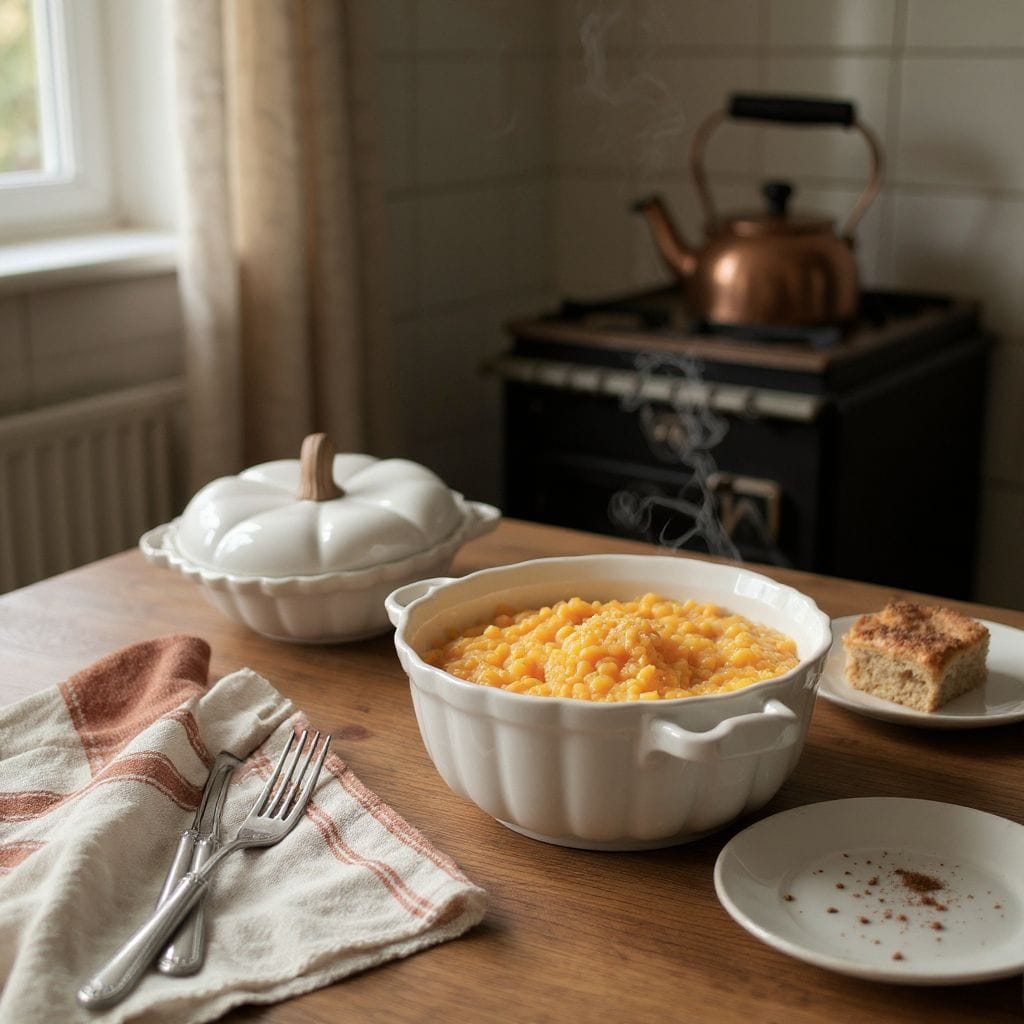 Off White Pumpkin Ceramic Casserole with Lid