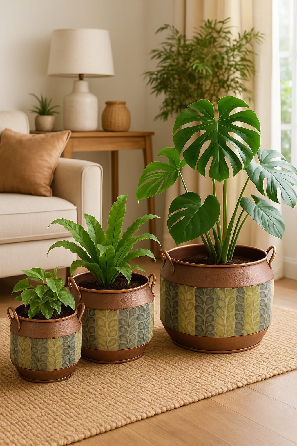 3 Elegant Kashmir-metal finish planters that blends timeless charm with modern design. Perf...