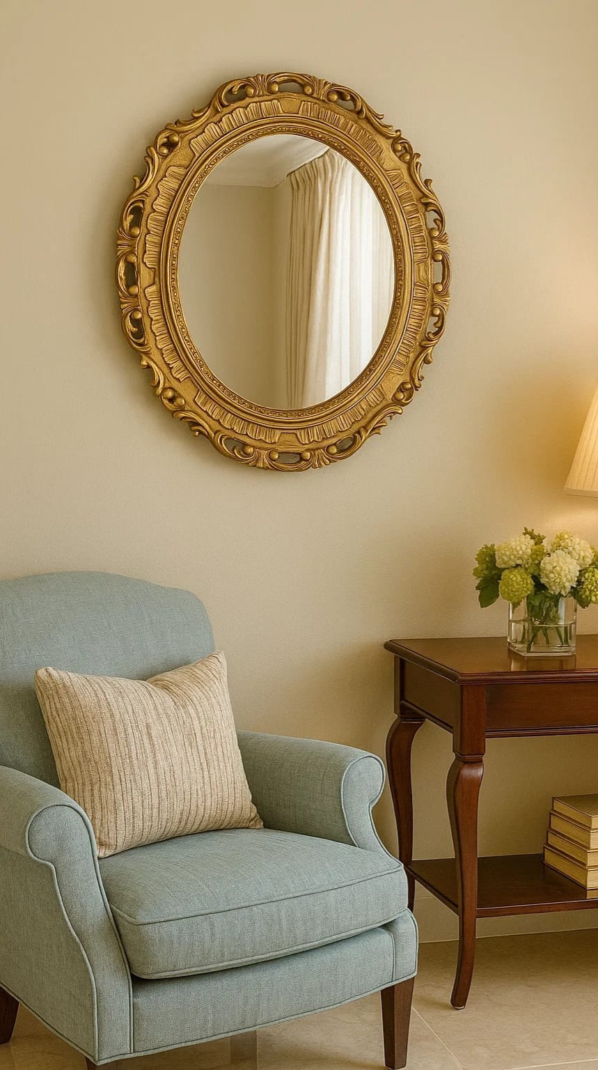 Ornate Oval Gold Wall Mirror