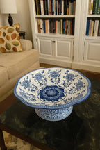 Bleu Blanc Pedestal Compote Bowl