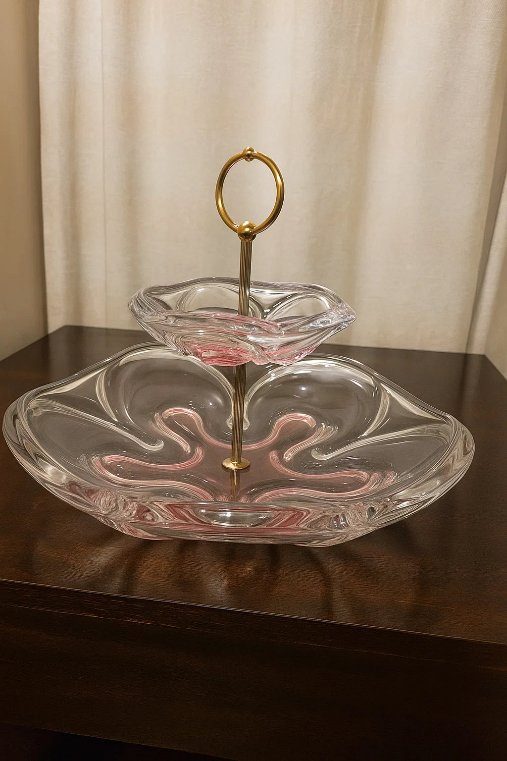 Elegant two-tier crystal serving platter