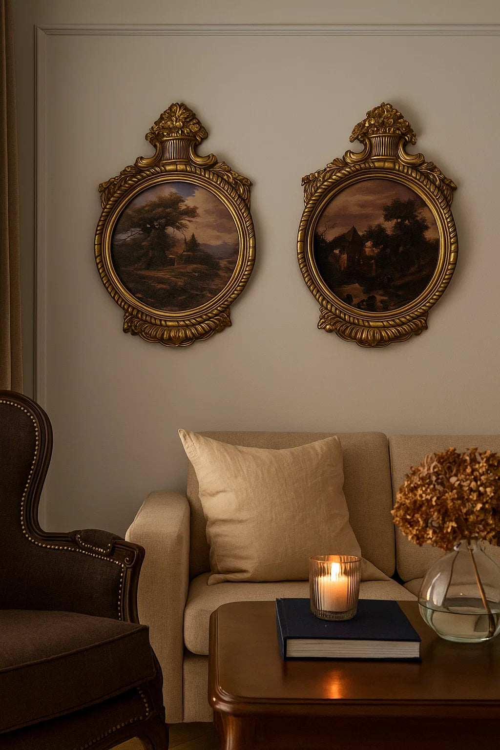 A pair of ornate wall frames