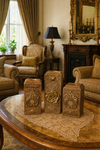 Set of decoupage candle holders