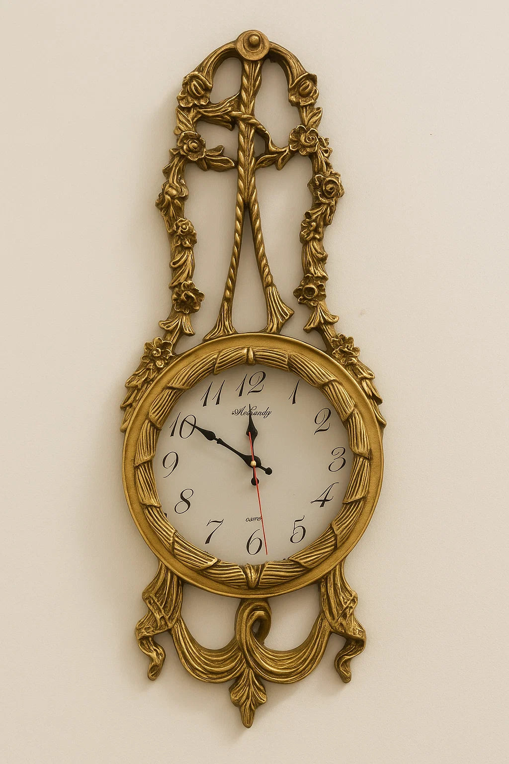 Wall clock with gold-tone frame