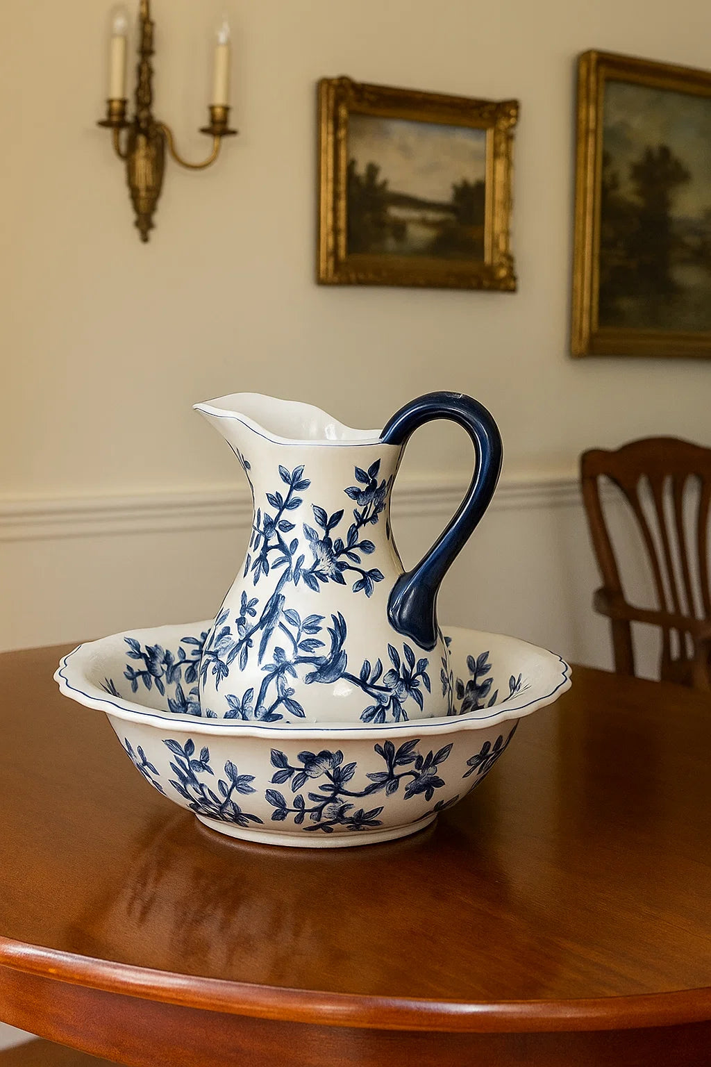 Bleu Blanc Pitcher with matching basin