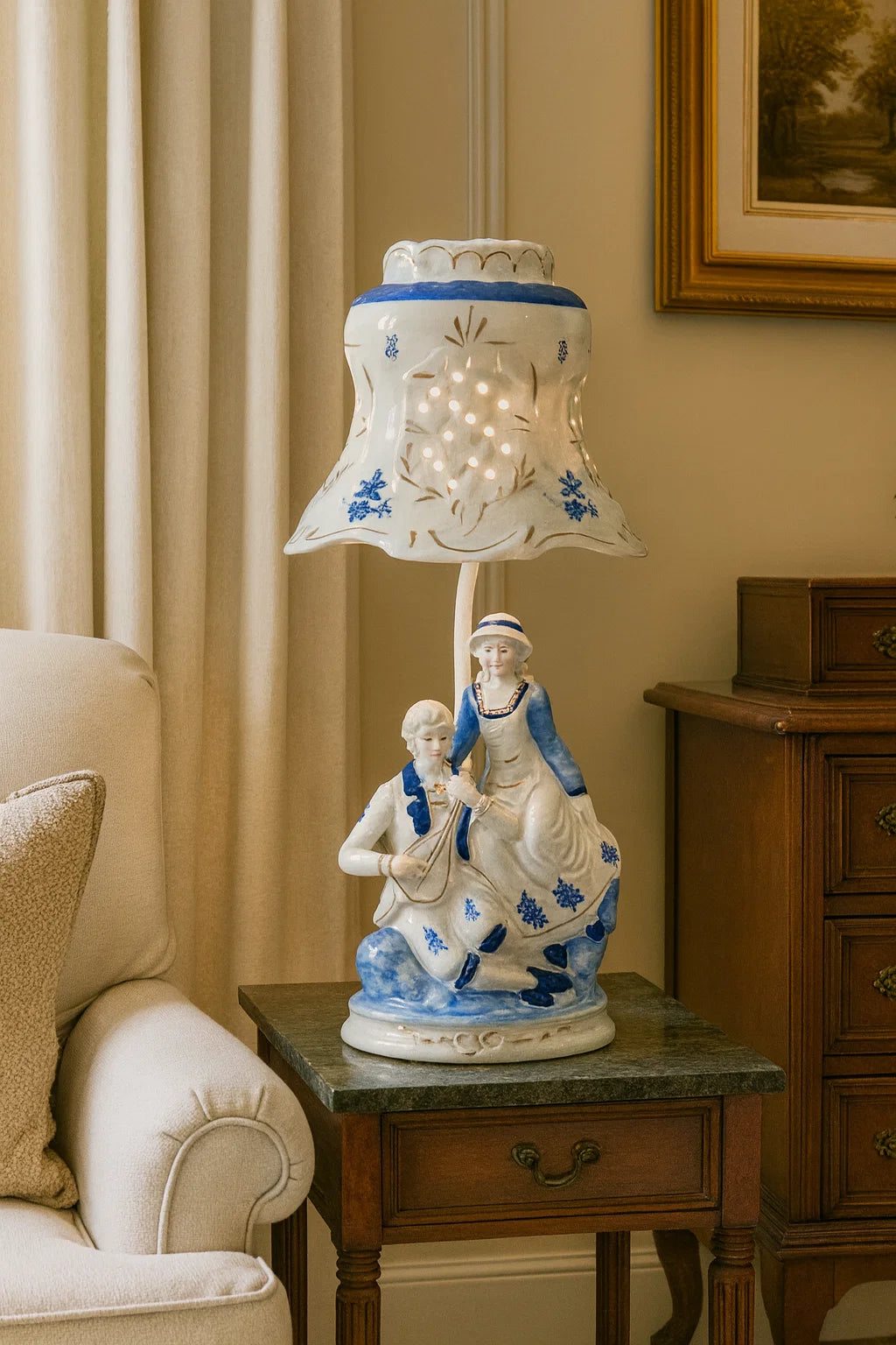 Porcelain Bleu Blanc Lamp