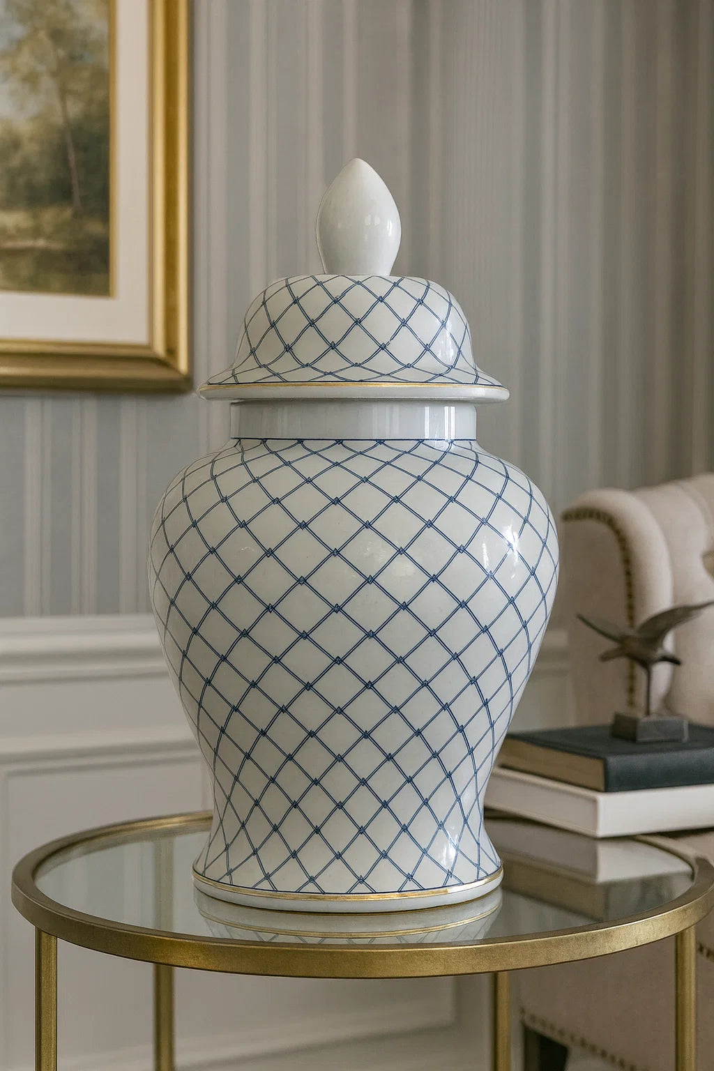 Grey and white porcelain jar