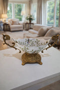 Ornate crackle-glazed centerpiece