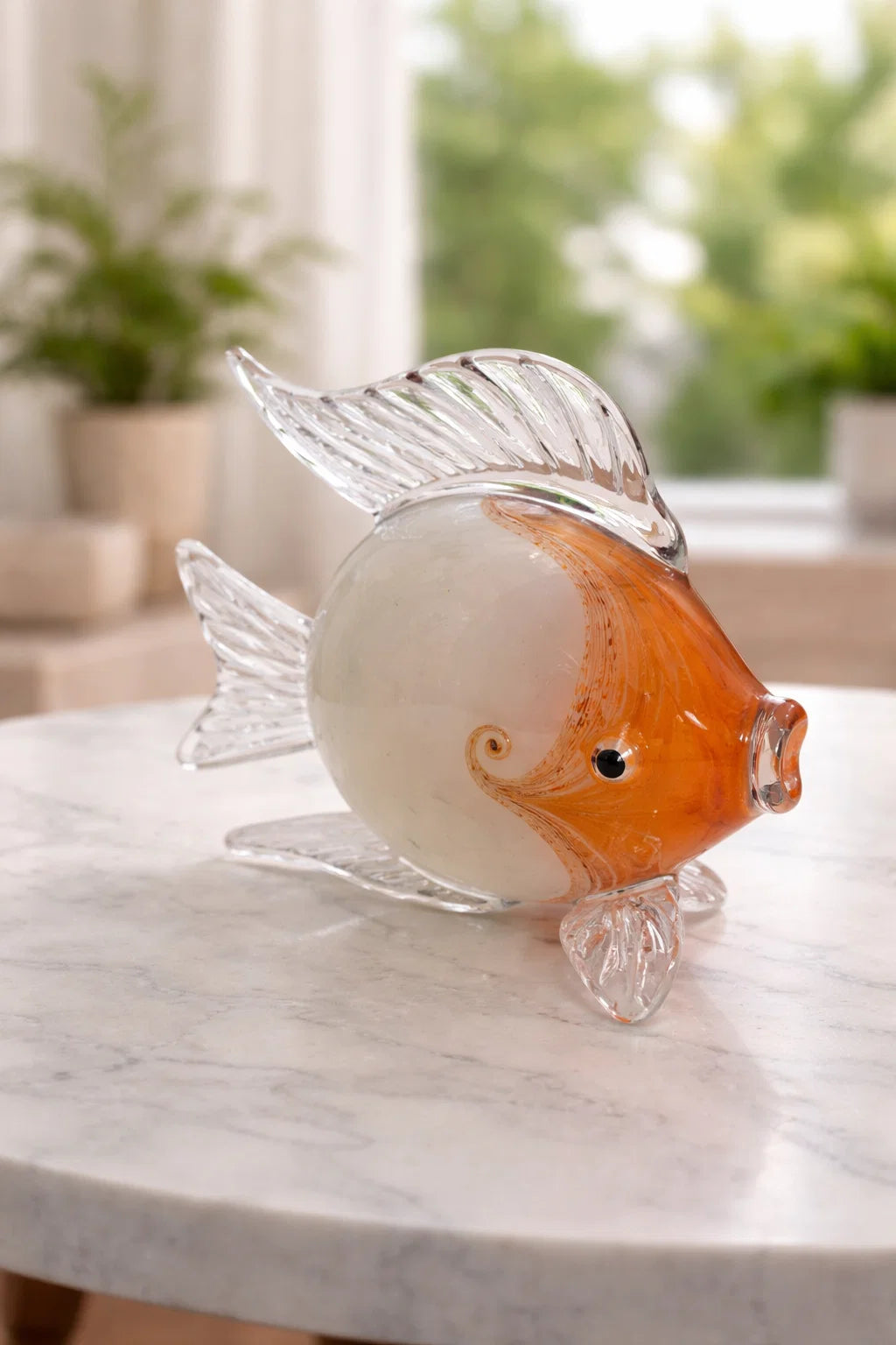 Murano White and Orange fish