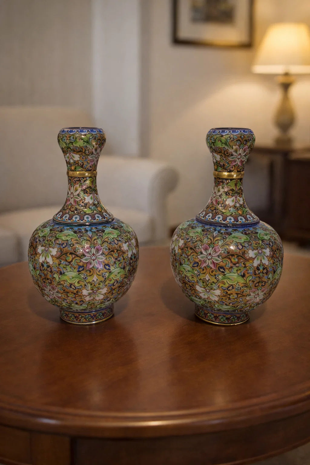 Two cloisonné charming vases