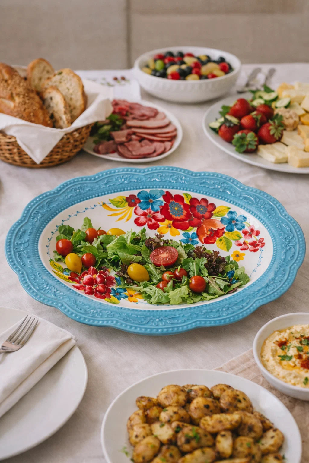 Colorful ceramic serving plate