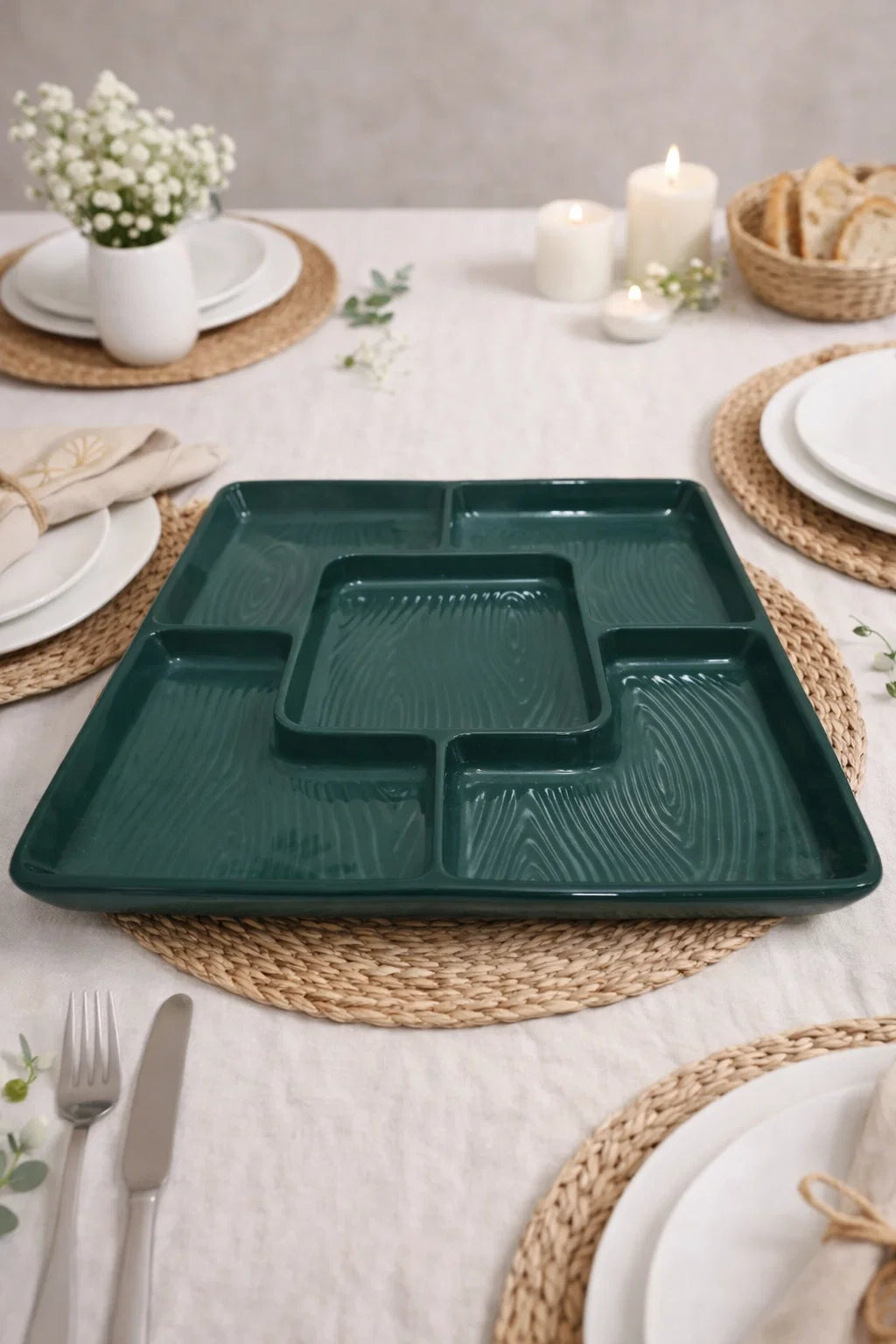 Green Split serving tray