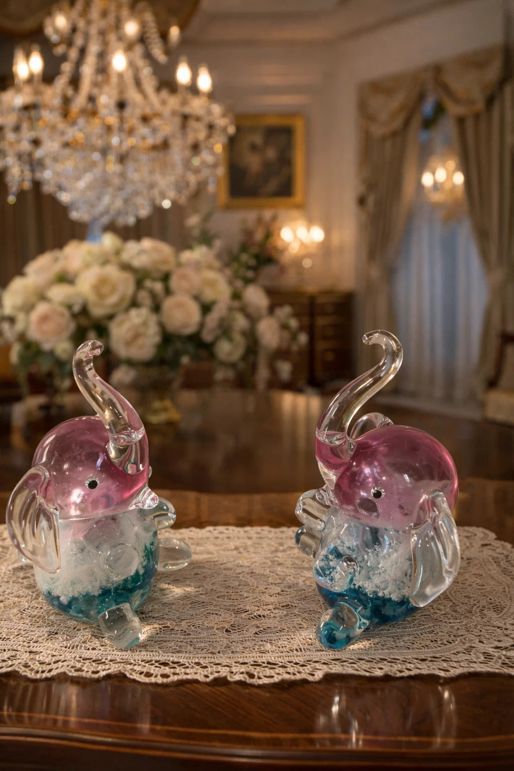 Hand-Blown Murano Elephant Figurines
